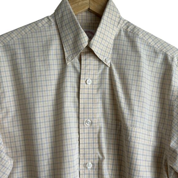Brooks Brothers Mens Shirt S Yellow Check Button Up Preppy Classic Office Travel - Picture 10 of 11